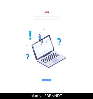 Domande frequenti - banner web vettoriale isometrico moderno Illustrazione Vettoriale