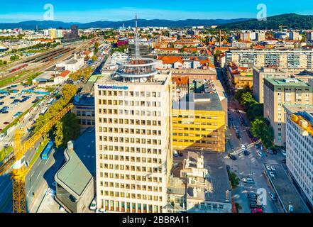 Lubiana - Settembre 2019, Slovenia: Panorama aereo del centro di Lubiana Foto Stock