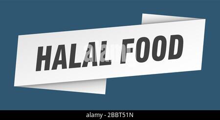 modello banner halal food. etichetta nastro halal food Illustrazione Vettoriale