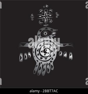 Tribal style illustrazione degli uccelli con ornamento e mandala. L'idea per un tatuaggio. Illustrazione Vettoriale