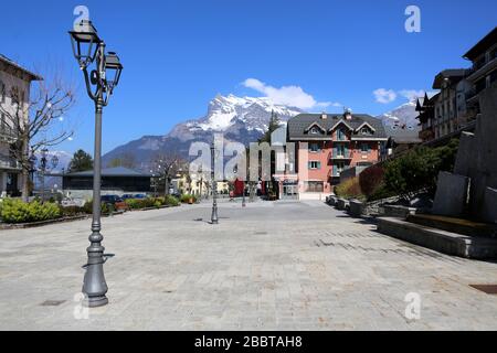 Centro-ville. Saint-Gervais-les-Bains. Alta Savoia. Francia. Foto Stock