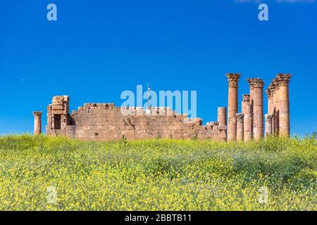 E antiche rovine romane di Jerash (Gerasa), Giordania. Foto Stock