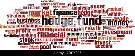 Concetto di nuvola di parole di hedge fund. Collage fatto di parole su hedge fund. Illustrazione vettoriale Illustrazione Vettoriale
