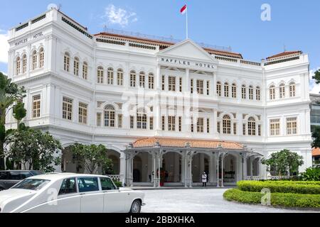 Ingresso principale, Raffles Hotel Singapore, Beach Road, Civic District, Central Area, Singapore Foto Stock