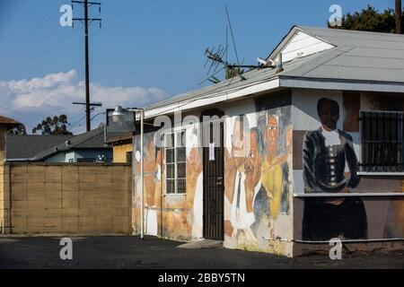 Vista sulla strada del centro di Compton, California, Stati Uniti. Foto Stock