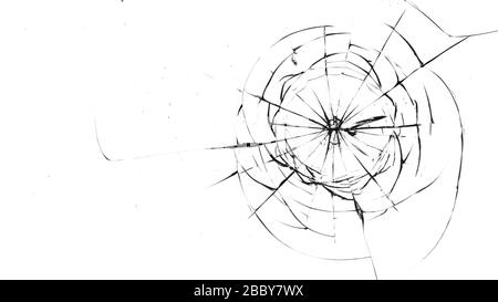 Buchi da sfere in vetro su uno sfondo bianco Foto Stock