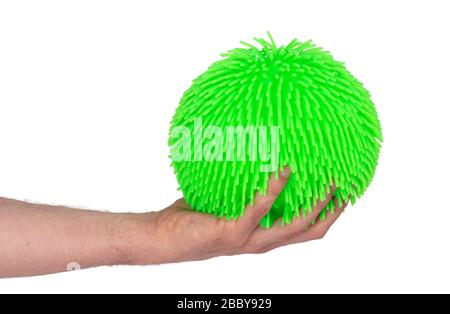 Virus come una palla di gomma morbida isolata su sfondo solido Foto Stock