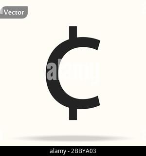 Icona vettore cent. Lo stile è un simbolo nero piatto su sfondo bianco. eps10 Illustrazione Vettoriale