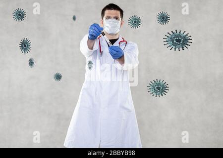 il medico fornisce la fiala per un campione di sangue Foto Stock