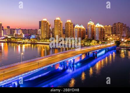 Veduta aerea del paesaggio urbano di Fuzhou in Cina Foto Stock