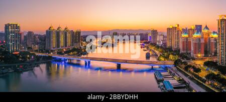 Veduta aerea del paesaggio urbano di Fuzhou in Cina Foto Stock