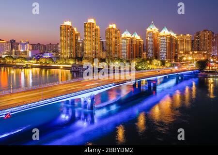 Veduta aerea del paesaggio urbano di Fuzhou in Cina Foto Stock