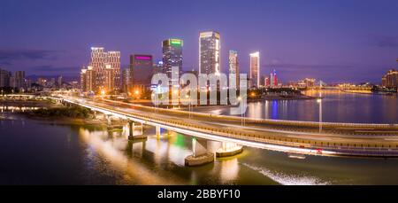 Veduta aerea del paesaggio urbano di Fuzhou in Cina Foto Stock