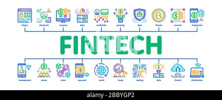 FinTech Innovation vettore di banner infografica minimo Illustrazione Vettoriale