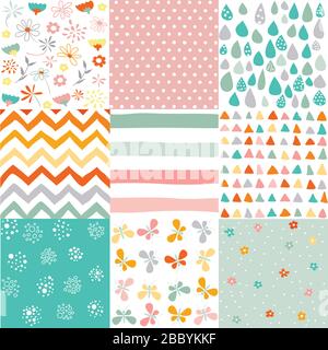 Primavera, Pasqua pattern. Vettore sfondi senza giunture. Illustrazione Vettoriale