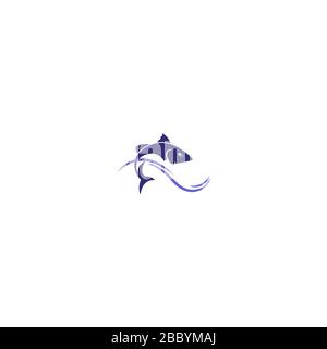 Modello vettoriale di estrazione del logo Fish Foto Stock