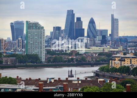 Città di Londra - La città capitale del Regno Unito. Visto da Greenwich. Foto Stock