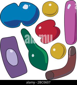 Semplice set di vettori associati ai batteri per il tuo progetto. Illustrazione Vettoriale