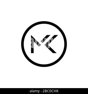 Modello vettore logo lettera MK iniziale. Lettera astratta MK logo Design. Modello vettoriale minimalista di disegno di marchio commerciale di tendenza della lettera collegata. Illustrazione Vettoriale