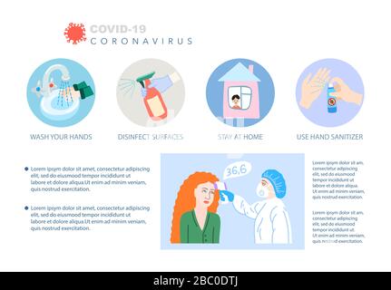 poster sulla prevenzione del coronavirus covid-19, stop al concetto di quarantena del virus pericoloso, illustrazione del vettore per il poster Illustrazione Vettoriale