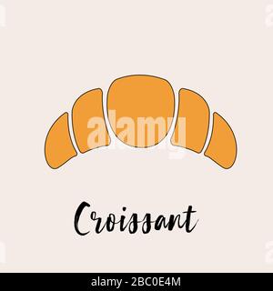 Croissant. Prodotti tradizionali francesi al forno. Illustrazione del vettore. Pane, cibo. Illustrazione Vettoriale