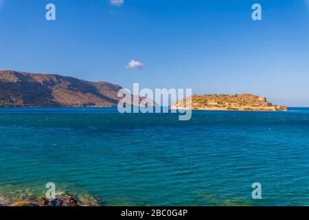 Veduta aerea dell'isola di Spinalonga, Creta, Grecia Foto Stock