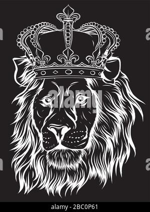 Illustrazione Vector Black e White King Lion Illustrazione Vettoriale