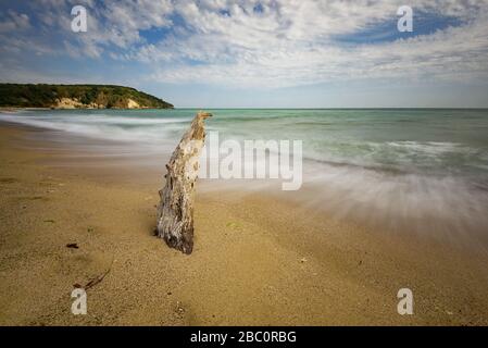 Spiaggia di Karadere in estate, vicino Varna, Bulgaria Foto Stock