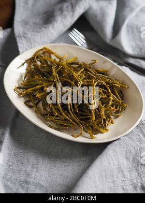 Salicornia europaea, conosciuta come comune vetrai o nome francese, herbe de Saint-Pierre, Italia, Europa Foto Stock