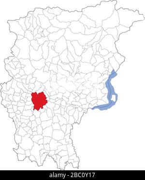 Vista satellitare dei Comuni in provincia di Bergamo, mappa. Lombardia, Italia Illustrazione Vettoriale