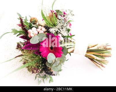 Tagli fiori di nozze mostra e mazzi. Towcester, Inghilterra, Regno Unito Foto Stock