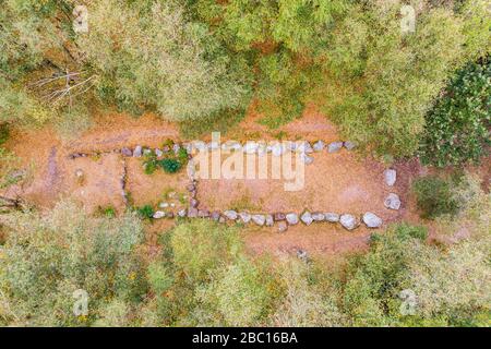 IL GIARDINO DEI MONACI, MONUMENTO MEGALITICO, LA SUA FUNZIONE RIMANE ANCORA SCONOSCIUTA, NEANT SUR YVEL (35), BRETAGNA, FRANCIA Foto Stock