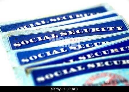 Sicurezza sociale per le schede di identificazione e retirment USA Foto Stock