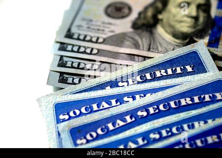 Sicurezza sociale per le schede di identificazione e retirment USA Foto Stock