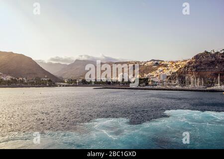 Vista su San Sebastian, la Gomera, Spagna Foto Stock