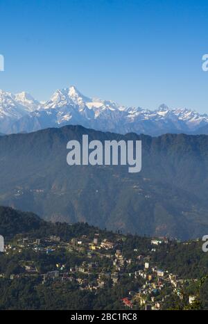 Himalaya vista dal gangtok sikkim nord-est india Foto Stock