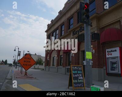 Driggs, Idaho, agosto 2018: Fotografia di strada con segnaletica stradale a Driggs, Idaho. Foto Stock