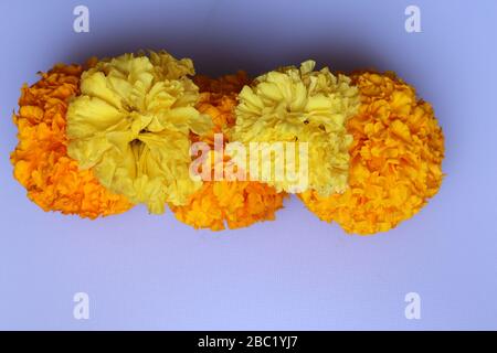 Marigold Flower Rangoli Design per il Festival Ugadi Foto Stock