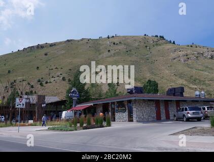 Jackson Hole, Wyoming - Agosto 2018: Facciata di El Abueleto, un ristorante messicano per famiglie ai piedi di una collina a Jackson Hole. Foto Stock