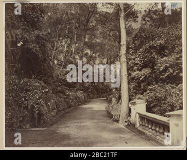 Grant's world tour della Cina. Hong Kong. Il percorso nei giardini pubblici. Maggio 16, 1879. Foto Stock