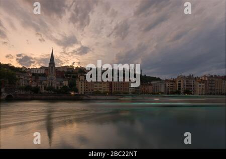 Tramonto a Lione, Francia. Foto Stock