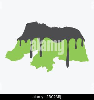 Mappa di Rio Grande do Norte coperta di olio. Inquinamento da olio in stato brasiliano. Concettuale. Illustrazione Vettoriale