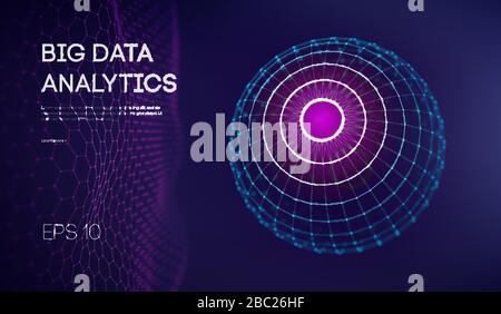 Grande per la visualizzazione di dati. Background 3d .Grande connessione dati sfondo. La tecnologia informatica ai tech wire futuristico di rete wireframe per la visualizzazione di dati Illustrazione Vettoriale