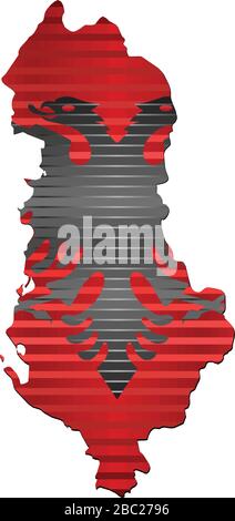 Carta lucida Grunge dell'Albania - Illustrazione, Mappa tridimensionale dell'Albania Illustrazione Vettoriale