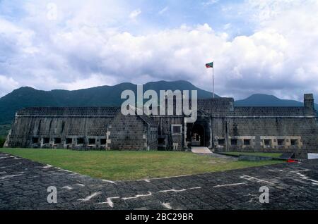 St Kitts Brimstone Hill Fortress National Park Fort George Citadel 17 ° - 18 ° secolo design britannico costruito da lavoro schiavo africano Foto Stock