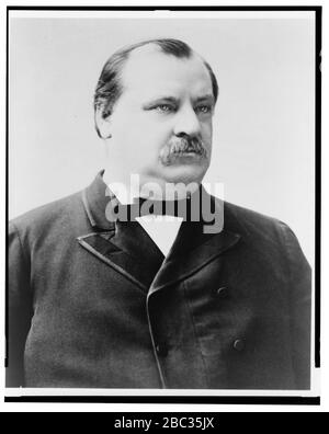 Grover Cleveland, busto ritratto, seduto, rivolto a destra Foto Stock