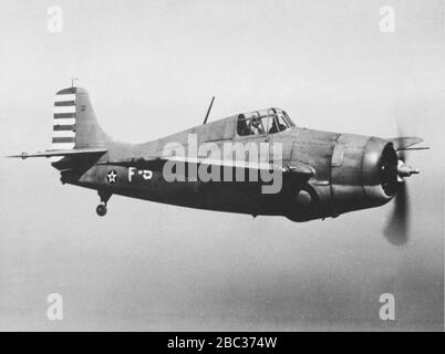 Grumman F4F Wildcat in volo, febbraio 1942. Foto Stock