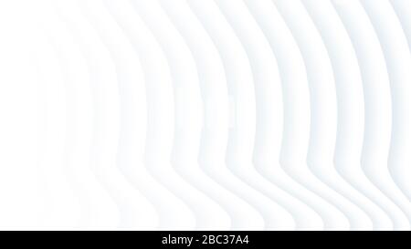Immagine astratta di linee curve o curve di grigio chiaro su sfondo bianco con risoluzione 4k. Effetto ondulato, spazio di copia. Foto Stock