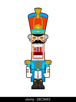 Soldato retrò Nutcracker. Guardman in legno. Giocattolo Hussar. Illustrazione vettoriale Illustrazione Vettoriale