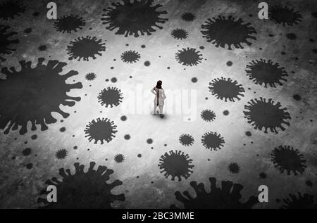 Epidemie di ansia e psicologia pandemica o salute paura del contagio o paure psicologiche di malattie o infezioni da virus. Foto Stock